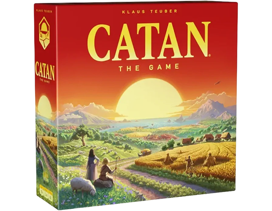 populair strategisch bordspel dat zich afspeelt op een eiland, met gameplay rond grondstoffenbeheer, handel en het bouwen van nederzettingen